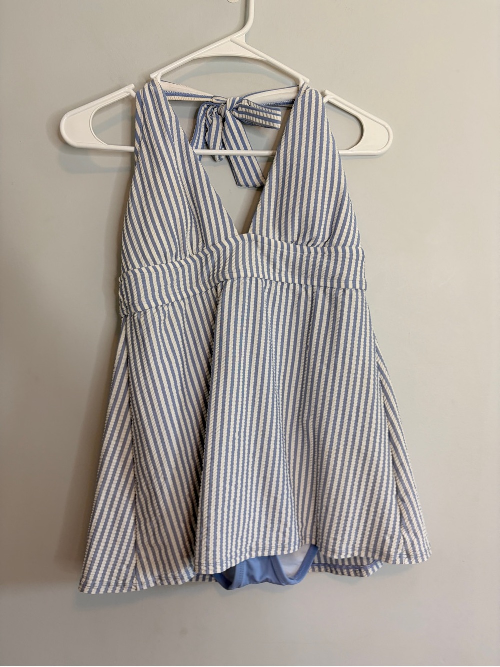 Draper James Striped Blue & White Halter Swimsuit One Piece Small